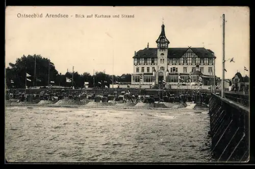 AK Arendsee, Blick auf Kurhaus und Strand
