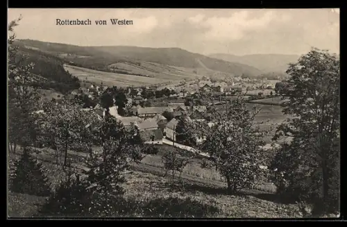 AK Rottenbach i. Thür., Ortsansicht von Westen