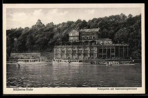 AK Mülheim-Ruhr, Ruhrpartie mit Kahlenbergterrasse