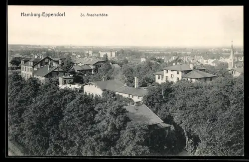 AK Hamburg-Eppendorf, St. Anscharhöhe, Wohnhäuser, Stadtansicht