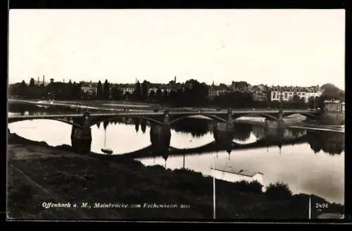 AK Offenbach a. M., Mainbrücke von Fechenheim aus