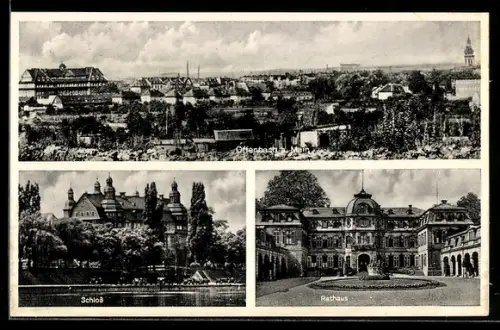 AK Offenbach a. M., Stadtansicht, Schloss, Rathaus