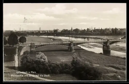 AK Offenbach a. Main, Mainpartie mit Blick auf die Stadt