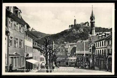 AK Weinheim a. d. B., Marktplatz, Burgen, Stadtansicht