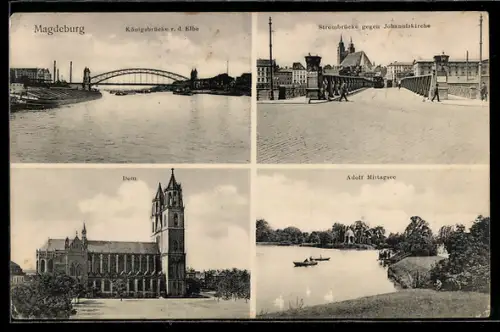 AK Magdeburg, Königsbrücke rechts der Elbe, Dom, Adolf Mittagsee