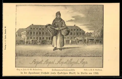 Künstler-AK Berlin, Seidenmouliniermühle in der Spandauer Vorstadt 1785