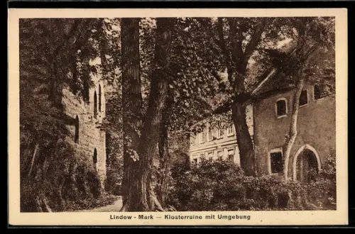 AK Lindow /Mark, Klosterruine mit Umgebeung