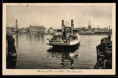 AK Kiel, Blick auf Kiel mit Fähre Kiel-Gaarden