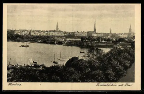 AK Hamburg-Neustadt, Lombardsbrücke mit Blick auf die Stadt