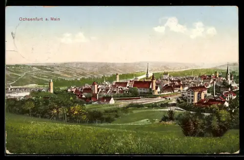 AK Ochsenfurt a. Main, Stadtansicht mit Kirche und Türmen