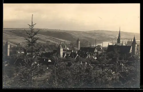 Foto-AK Ochsenfurt a. M., Stadtansicht mit Türmen und Kirche