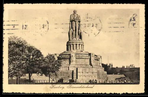 AK Hamburg-St.Pauli, Bismarckdenkmal