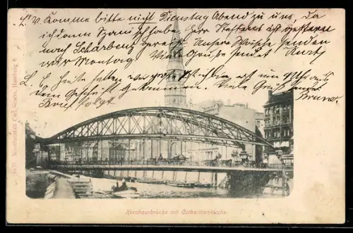 AK Hamburg, Kornhausbrücke, Catharinenkirche