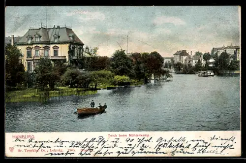 AK Hamburg-Winterhude, Teich beim Mühlenkamp