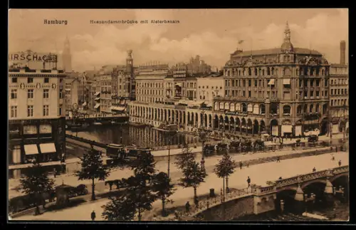 AK Hamburg, Reesendammbrücke, Alsterbassin