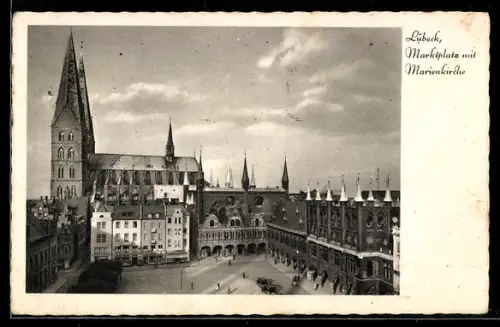 AK Lübeck, Marktplatz, Marienkirche