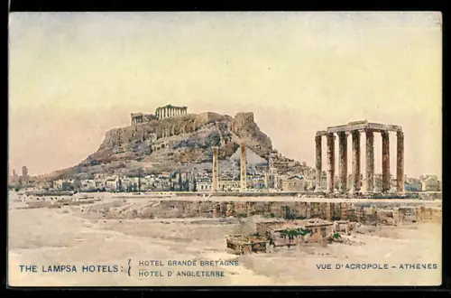 Künstler-AK Athenes, Vue d`Acropole