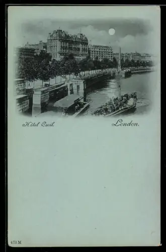 Mondschein-AK London, Hotel Cecil