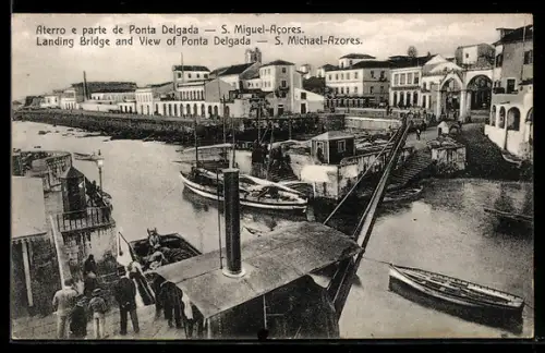 AK S. Michael /Azores, Ponta Delgada, Landing Bridge and View of Ponta Delgada