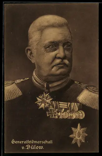 AK Generalfeldmarschall v. Bülow mit zahlreichen Orden