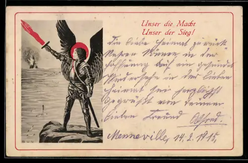 AK Unser die Macht, unser der Sieg, Engel mit Flammenschwert