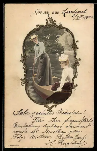 AK Zwei Damen rudern auf dem See