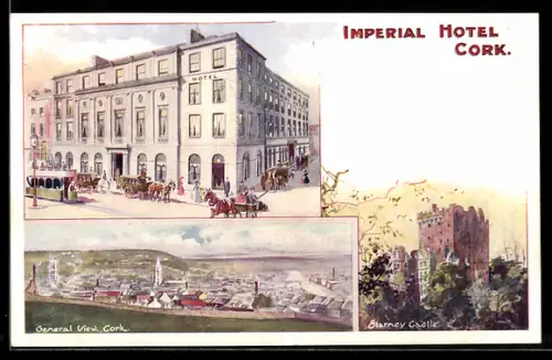Lithographie Cork, Imperial Hotel, General View, Blarney Castle