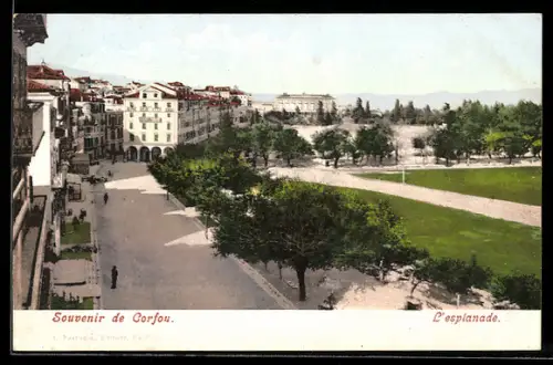 AK Corfou / Korfu, L`esplanade, Motiv der Promenade