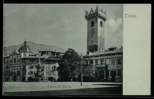 Mondschein-AK Trento, Piazza del Duomo