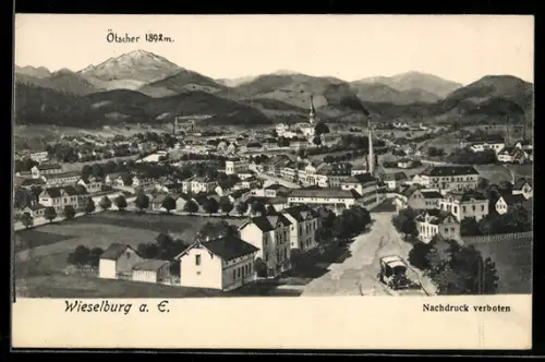 Künstler-AK Wieselburg a. E., Panorama mit Ötscher