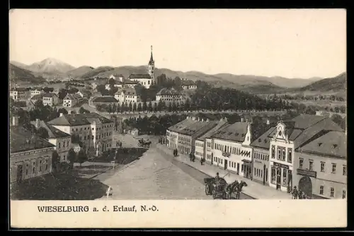 AK Wieselburg a.d. Erlauf, Ortsansicht aus der Vogelschau