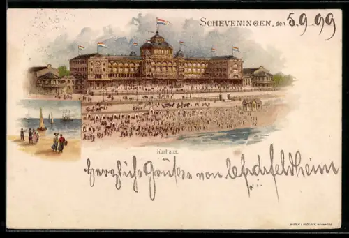 Lithographie Scheveningen, Motiv vom Kurhaus