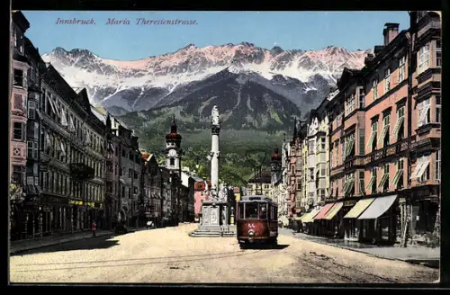 AK Innsbruck, Maria Theresienstrasse, Strassenbahn