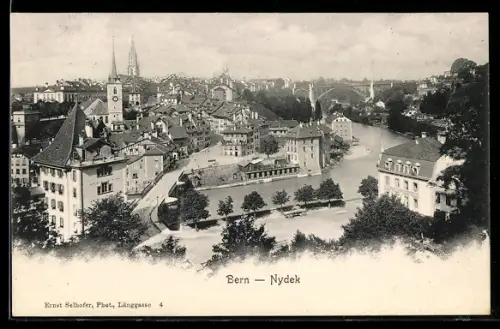 AK Bern, Nydek, Strassenpartie mit Kirche