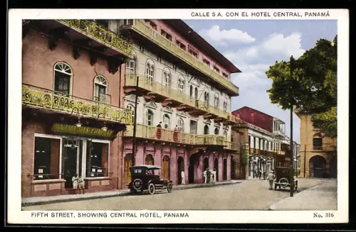 AK Panama, Calle 5, Con el Hotel Central