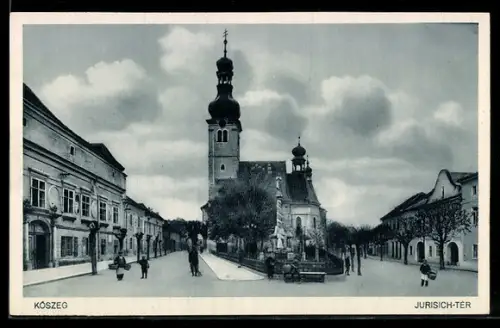 AK Koszeg, Jurisch-ter, Platzpartie mit Kirche