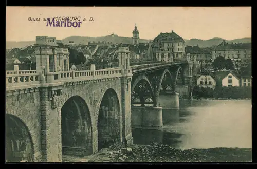 AK Maribor-Marburg, neue Reichsbrückenbau-Eröffnung im August 1913