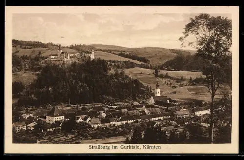 AK Strassburg im Gurktale, Ortsansicht aus der Vogelschau
