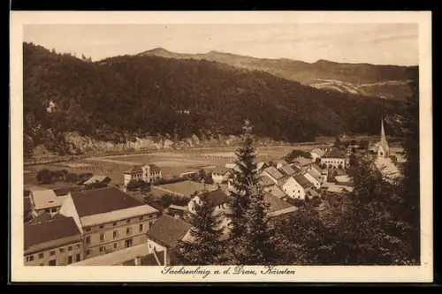 AK Sachsenburg a. d. Drau, Blick über die Dächer des Ortes