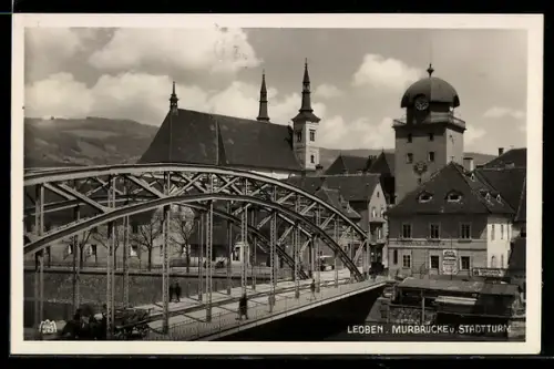 AK Leoben, Murbrücke und Stadtturm