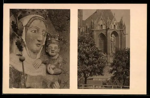 AK Marienburg / Malbork, Marienkirche im Hochschloss, Marienfigur mit altem Mosaikschmuck