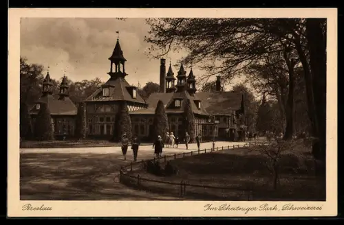 AK Breslau, Gasthaus zur Schweizerei im Scheitniger Park