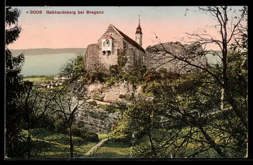 AK Bregenz, Gebhardsberg im Abendlicht