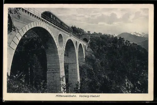 AK Bayern, Vorberg-Viadukt, Mittenwaldbahn, Bergbahn