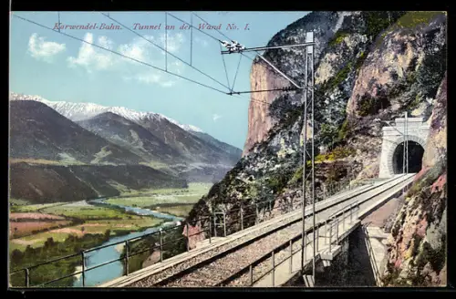 AK Zirl, Karwendel-Bahn, Tunnel an der Wand