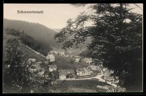 AK Schoenmünzach, Blick vom Berg auf den Ort