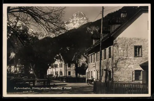 AK Hinterstoder, Gasthof Post mit Strassenpartie