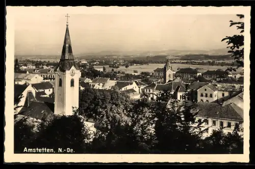 AK Amstetten, Teilansicht mit Kirche