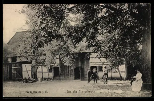AK Sesenheim, vor der alten Pfarrscheune