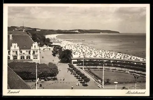 AK Zoppot / Sopot, Nordstrand aus der Vogelschau